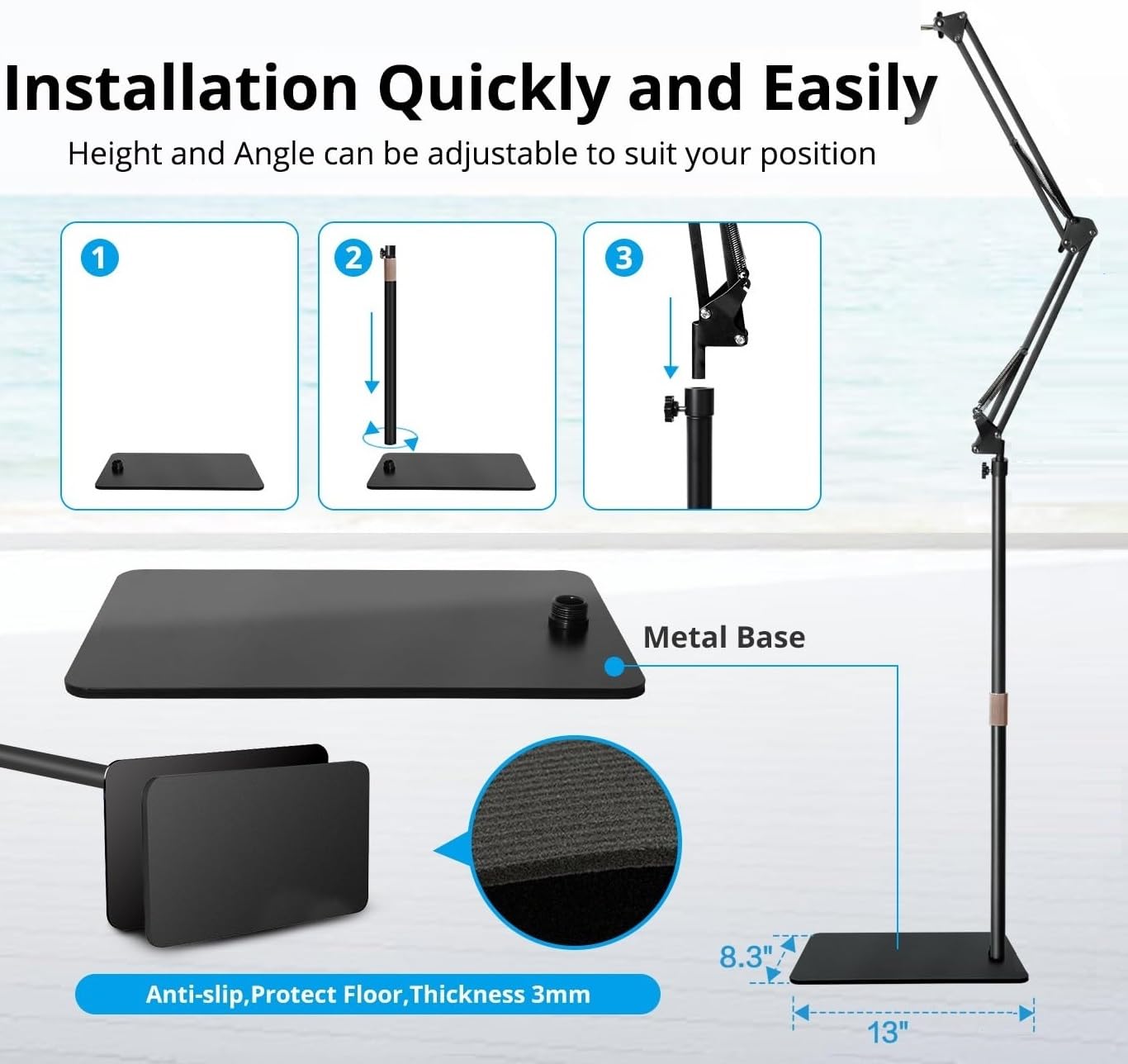 AceTaken Webcam Floor Stand,70-inch Metal Webcam Floor Holder Compatible with Logitech C920 StreamCam C930 C922 C615 C925e Brio 4K,Brio 500,MX Brio 4K Webcams