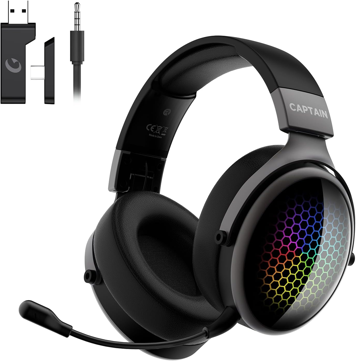2.4GHz Wireless Gaming Headsets for PS5/PS4/PC/Switch - Bluetooth 5.3 Headphones with 7.1 Surround Sound, Noise-Canceling Mic, 30+Hr Battery & Support Playing While Charging - Black