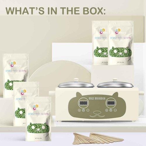 Qiiugirl Professional Hair Removal Wax Pot Heater with Waxing Kits for Hair Removal, Green