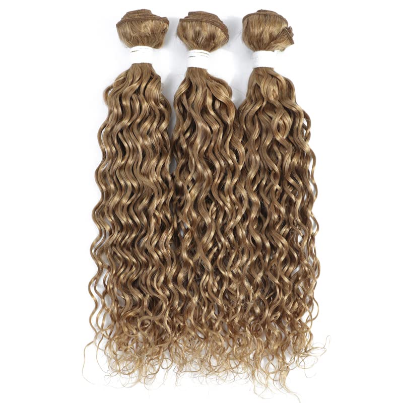Honey Blonde Water Wave Bundles (24inch,1PC) Brazilian Curly Human Hair Bundles 9A 100% Remy Human Hair Weave Extensions