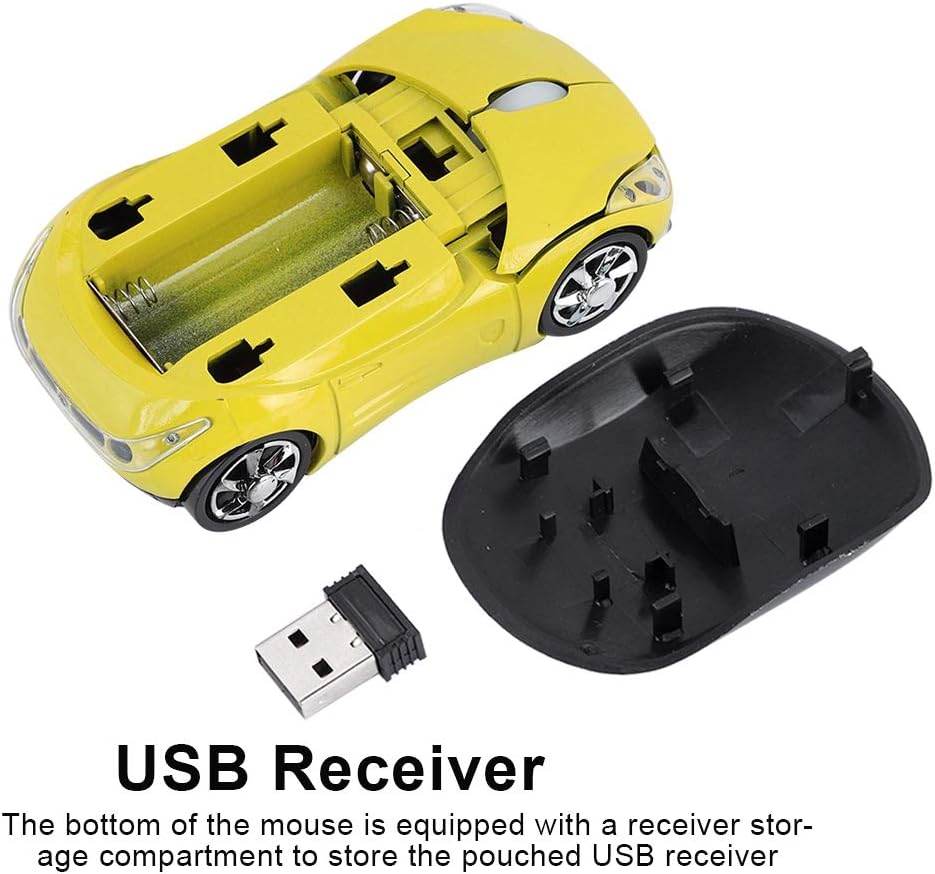 1600DPI Portable with 3 Buttons,10M 2.4G Bluetooth Optical with a Receiver Storage, for /ME/Windows PC/Tablet Gaming Office(Yellow)