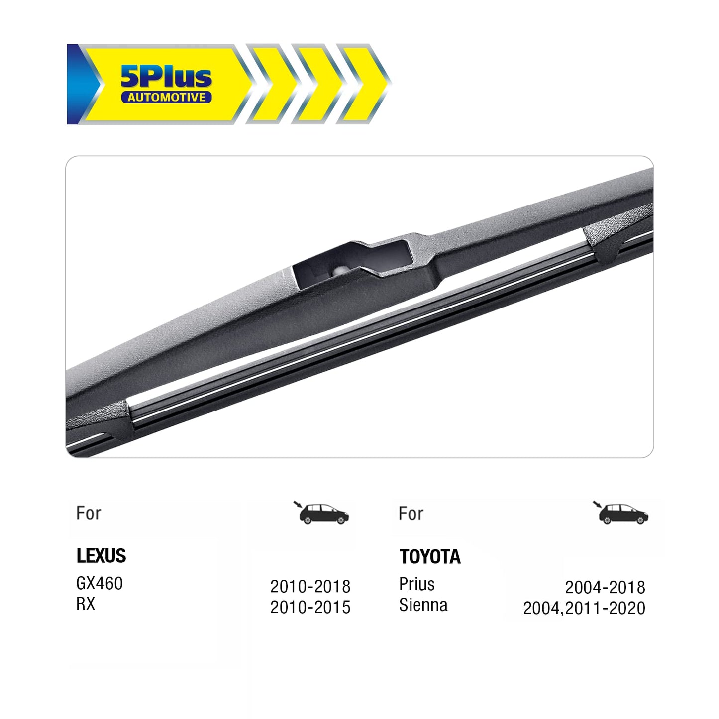 5 PLUS® 16" Rear Wiper Blade Replacement For 2022-2004 Toyota Prius Rear Wiper Blade, For 2020-2011 Toyota Sienna Rear Windshield Wiper Blade