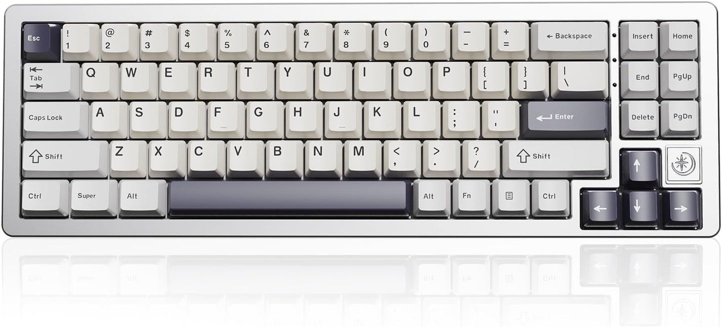 YUNZII AL71 68% Mechanical Keyboard (Siver, Crystal White Switch) and Full Keycap Set (Spring Tea) Bundle