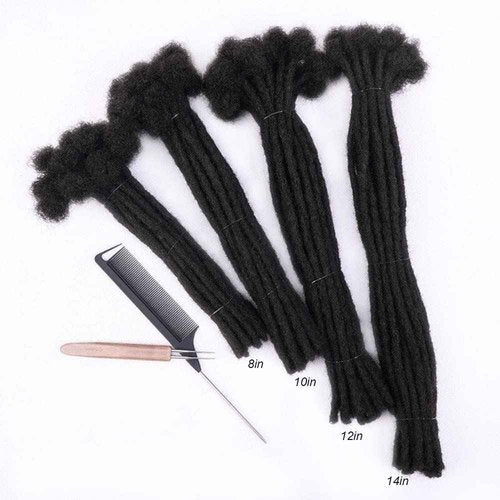 WacanDan 0.4cm Thickness 100% Human Hair Dreadlock Extensions 10 Inch 60 Strands Full Handmade Can be Dyed and Bleached Permanent Loc Extensions Human Hair Natural Black
