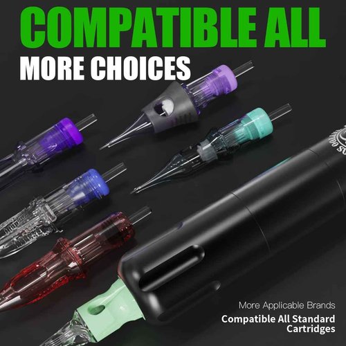Dragonhawk S12 Wireless Tattoo Pen Kit, Rotary Tattoo Machine Gun Kit, Complete Tattoo Kit for Beginner, 10Pcs Tattoo Cartridges Needles