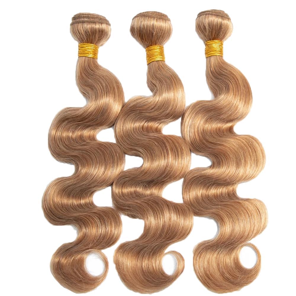 #27 Body Wave Human Hair Bundles Color 27 Blonde Human Hair 18 20 22Inch 3 Bundles Unprocessed Virgin Hair(#27-BB-18 20 22)