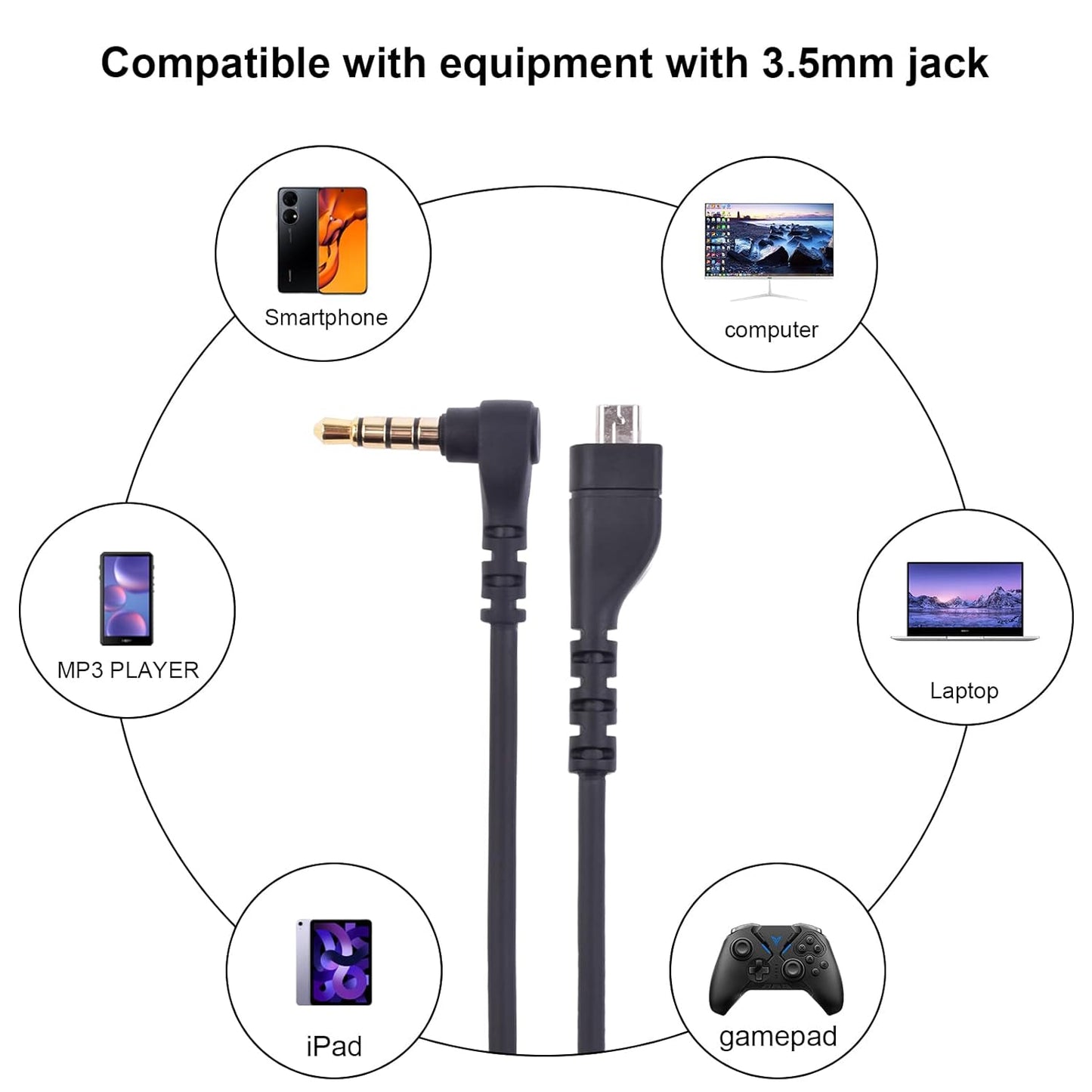 2PACKS Arctis5 Cable Replacement 3.5mm Audio Cord Compatible with SteelSeries Arctis 3, Arctis Nova 3, Arctis 7, Arctis Prime, Arctis Pro+ GameDAC, Arctis Pro Wireles Gaming Headsets(5ft/Black)