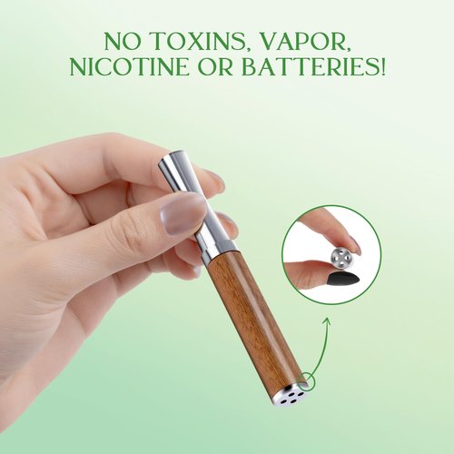 Boderi Quit Inhaler Aluminum Wooden Upgraded with 4 Packs Mint Spearmint Orange Blueberry Flavored Cotton Cores, Break Up Bad Habits