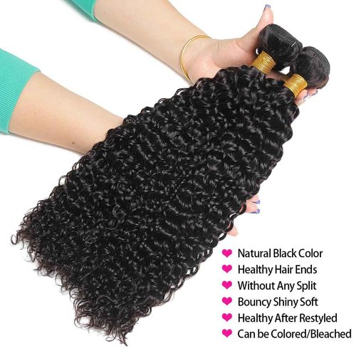 Taziza Human Hair Bundles with Closure Water Wave(16 18 20+14,Free Part) Brazilian Virgin Human Hair 3 Bundles and Closure Wet and Wavy Natural Color