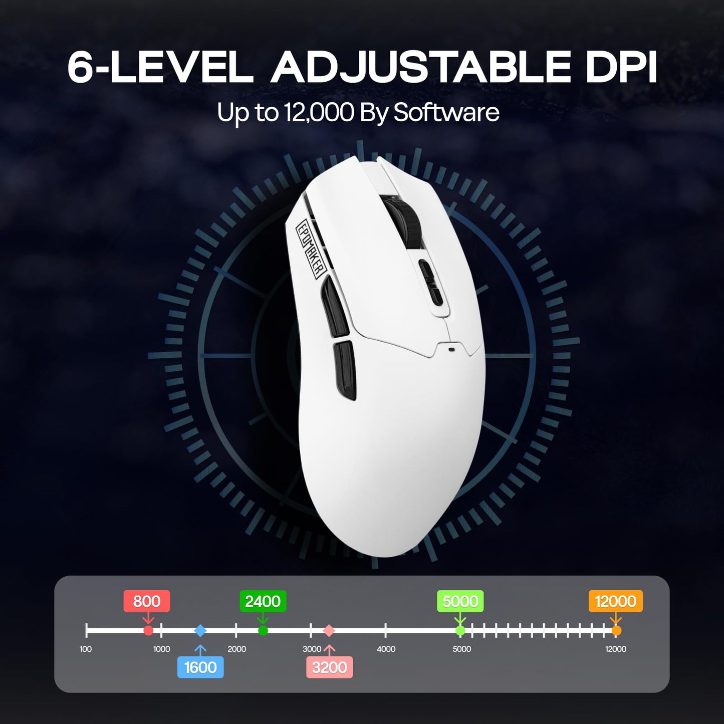 EPOMAKER Click Lite Wireless Gaming Mouse, 800 to 12,000 DPI Adjustable, PAW3311 Sensor, 500mAh, 59g, 2.4G/BT/USB-C Rechargeable Wireless Mouse with 5 Programmable Buttons for PC/Mac/Linux (White)