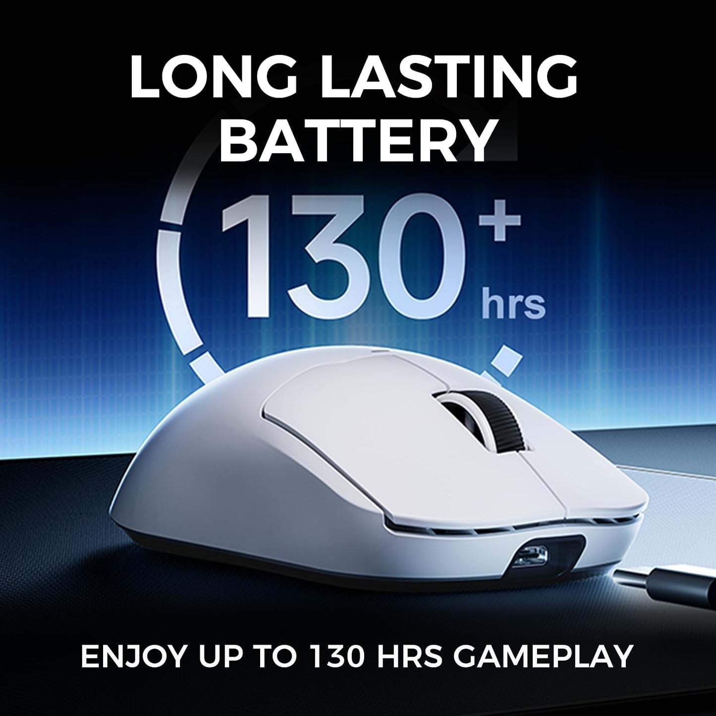 A5 ProMax Wireless Gaming Mouse, Symmetrical Design, 59 Grams, 1K Polling Rate, PAW3395 26K DPI Optical Sensor, 130 Hour Battery Life, Tri-Mode Connectivity - Black