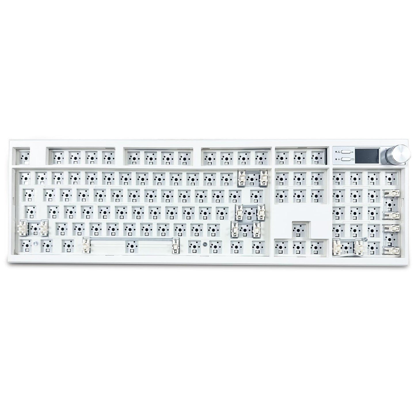 ZMX GMK104 Mechanical Keyboard Kit with Screen&Knob,VIA Programmable Hot Swap Gasket Mounted PCB Custom RGB Barebones Keyboard Wireless BT5.0/2.4GHz/USB-C Wired Full Size Gaming DIY Kit (White)