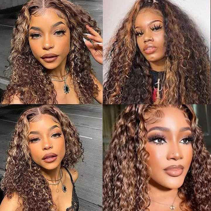 Habiliana Bundles Human Hair 24 26 28 Inch Water Wave P4/30 Human Hair Bundles 11A Unprocessed Brazilian Virgin Quick Weave Hair Extensions for Black Women