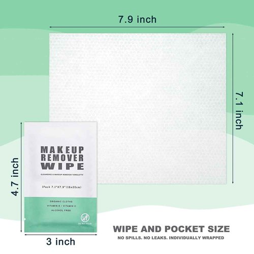 500 pcs Makeup Remover Wipes Individually Wrapped Makeup Wipes Bulk Face Cleansing Wipes, Individual Wet Wipes, Travel Towelette Makeup Remover Cloth for Face Cleansing Skin Care Remove Makeup