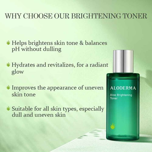 Aloderma Signature Aloe Brightening Set - 6 Pieces - Gel, Cleanser, Toner, Serum x2pcs, Cream
