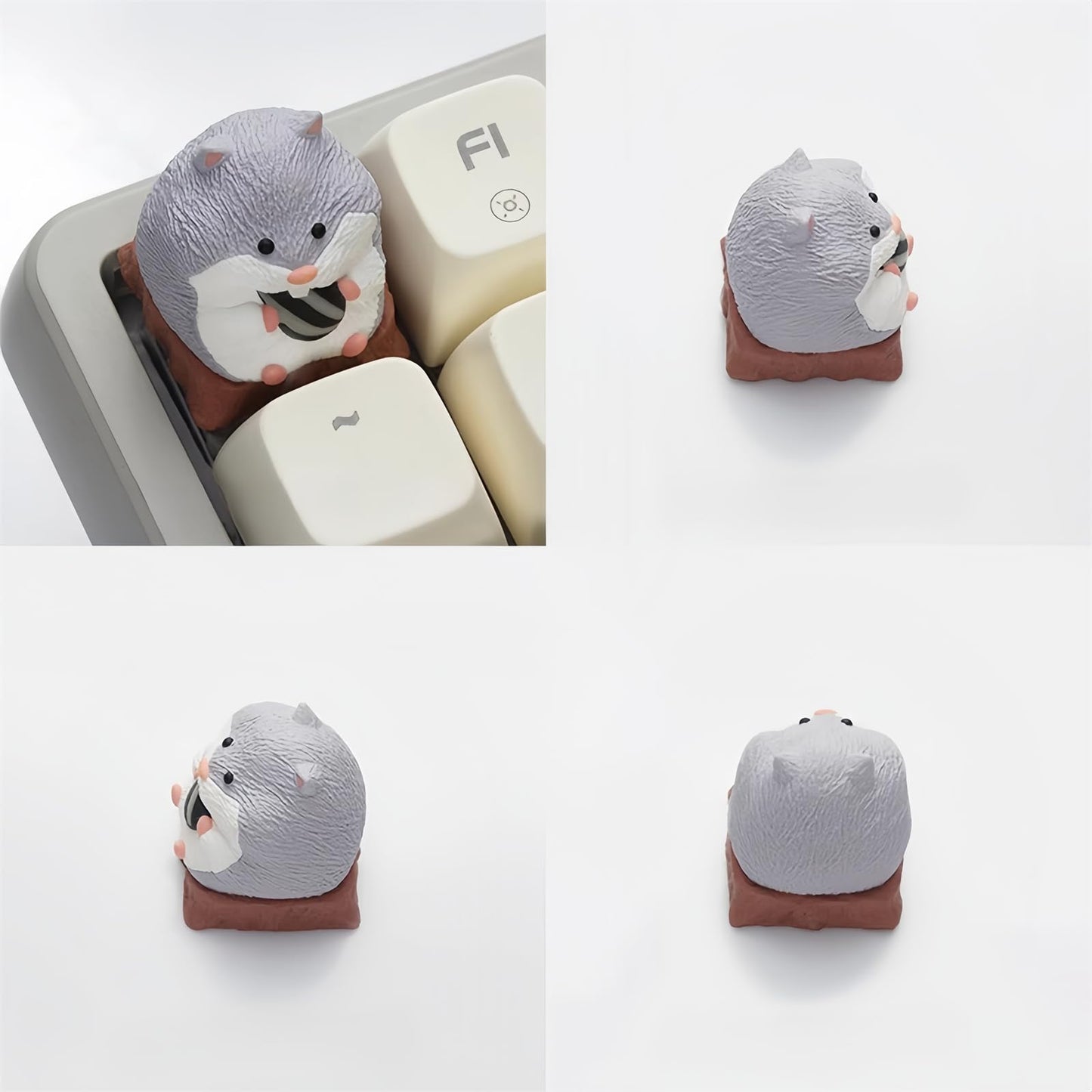 ZMX Cute ESC Keycaps,Artisan Resin Keycap Kawaii Cartoon Custom Keycaps for MX Switches Mechanical Gaming Keyboard Cherry Profile R4 Height Key Personalized 3D Animal Single Keycaps (Gray)