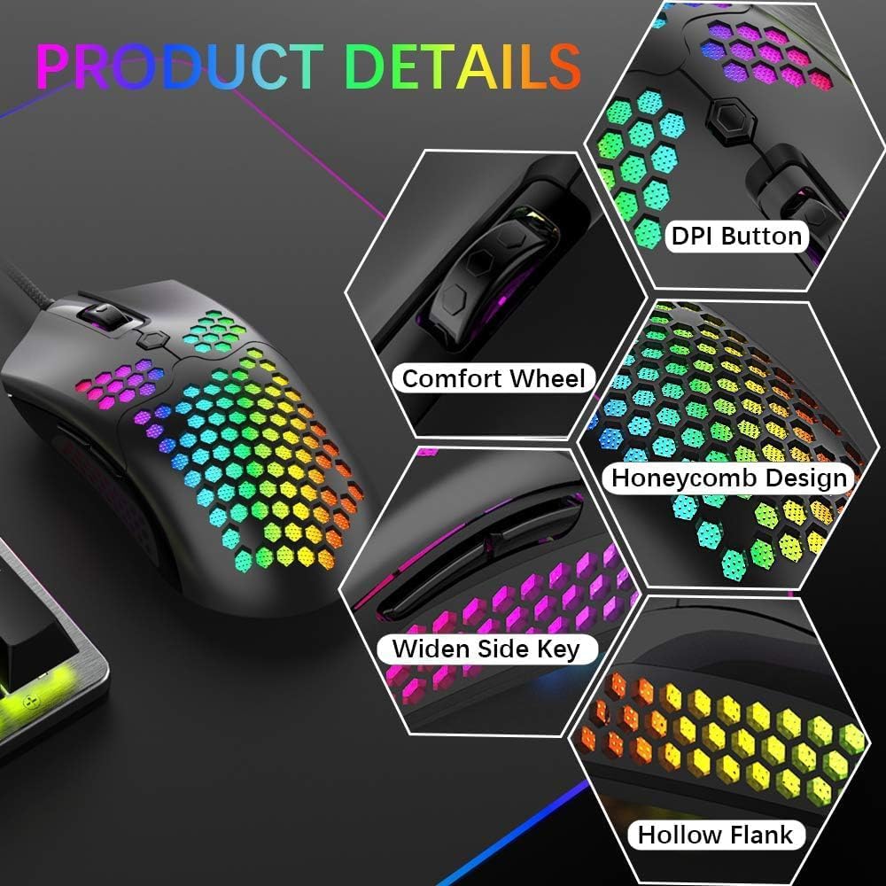ZIYOU LANG Gaming Keyboard and Mouse and Mouse Pad,Wired White LED Backlit Mechanical Keyboard,Superlight RGB Gaming Mouse,12000DPI Optical Sensor,6 Programmable Buttons Mice for PC Gamers
