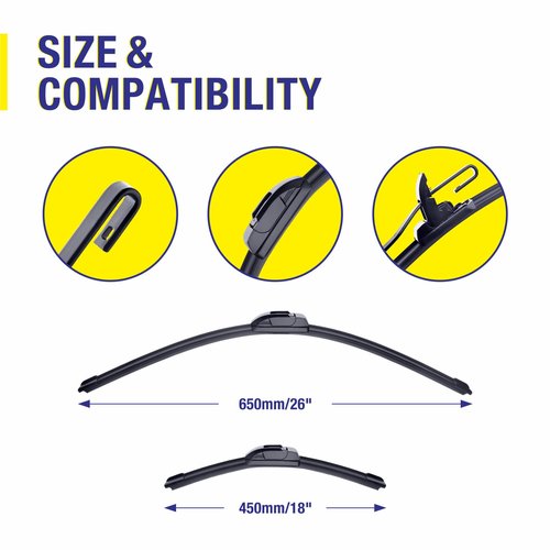 26"+18" Windshield Wiper Blades Replacement For Toyota Camry 2017-2012 Avalon 2018-2013 Highlander 2024-2020 Prius 2009-2004 Crown 2024-2023/NISSAN Murano 2020-2015 Wiper Blades For My Car (Set of 2)
