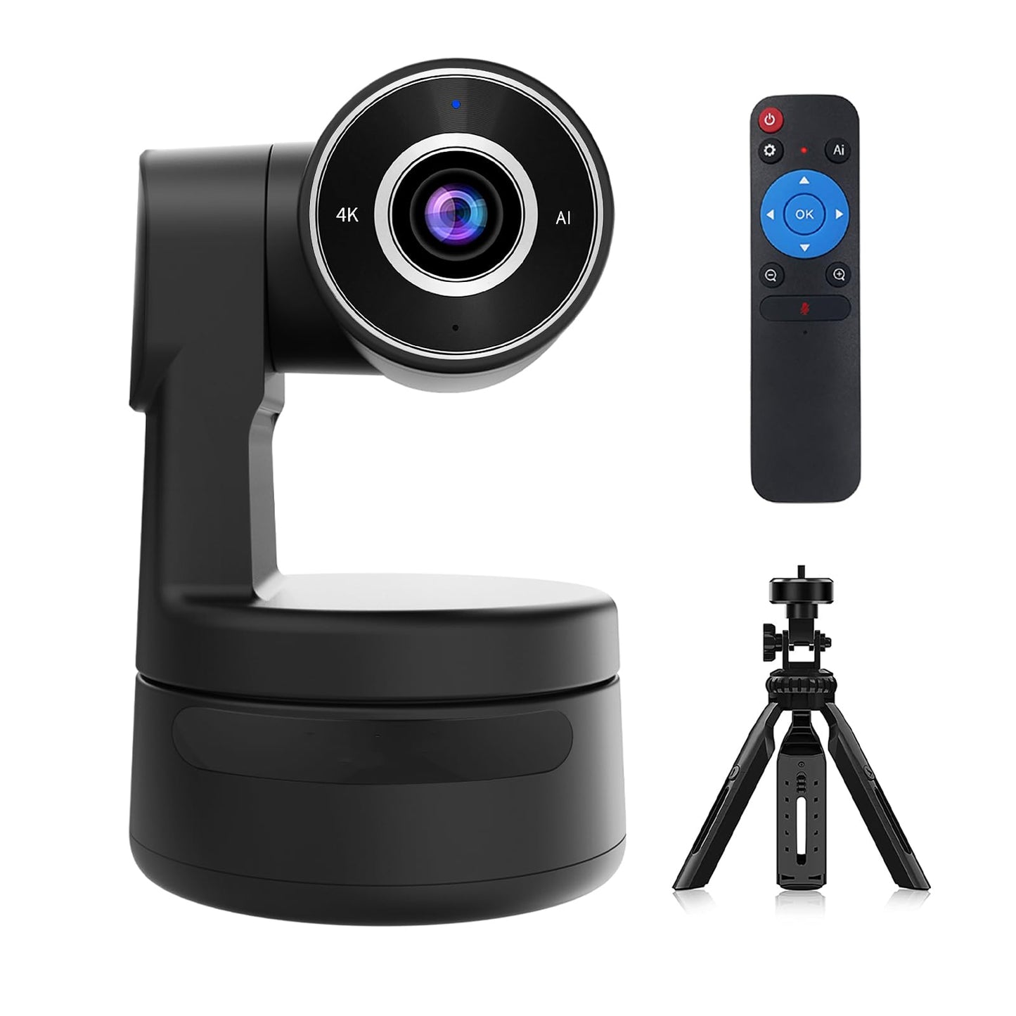 ADKIDO Tiny 4K PTZ Webcam HDR ½.8" Sensor Auto-Frame Gesture Control Built-in Pickup Support USB Audio and Video Output for Online Meetings, Online Chats, Online Classes, Live Streaming, etc.
