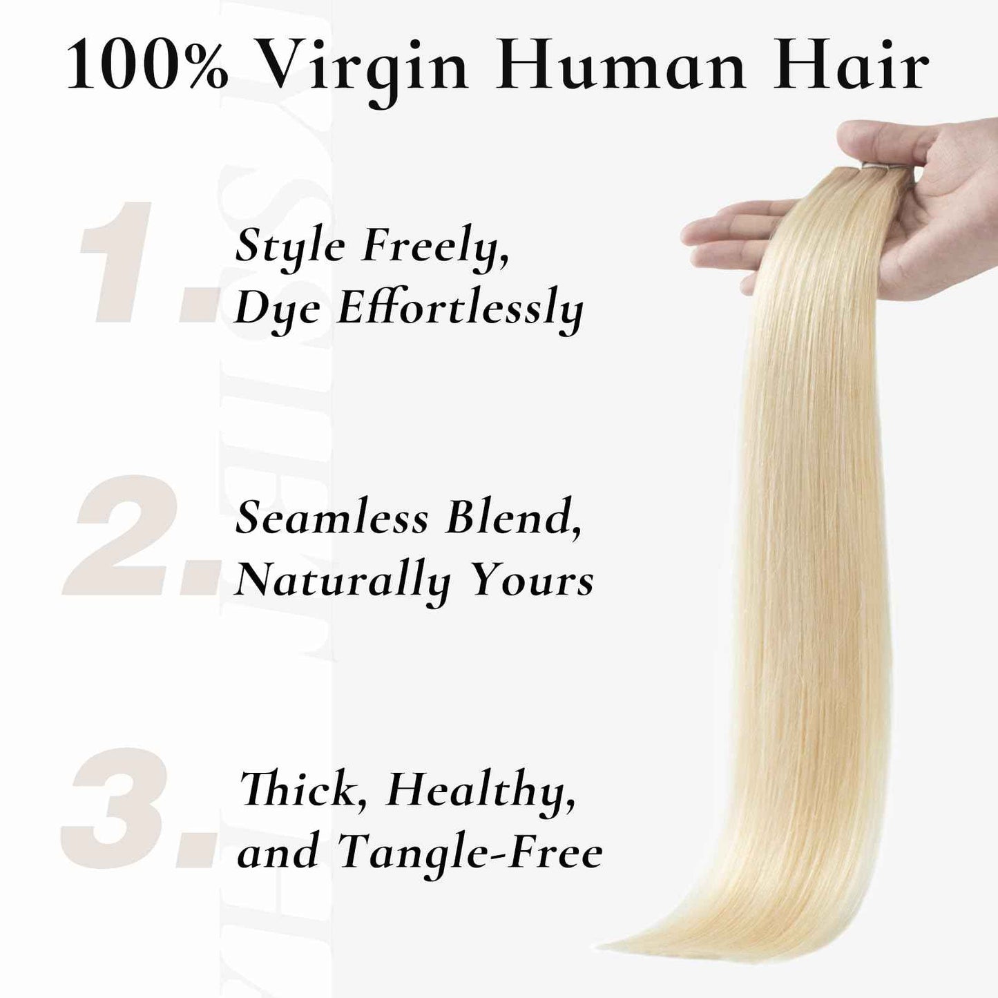 Hyssiet Tape in Hair Extensions Human Hair, 20pcs 50g 22 Inch Platinum Blonde human hair Tape in Extensions,Invisible Straight Tape in Hair Extensions for Womwn,Remy Thick Real Human Hair Extensions