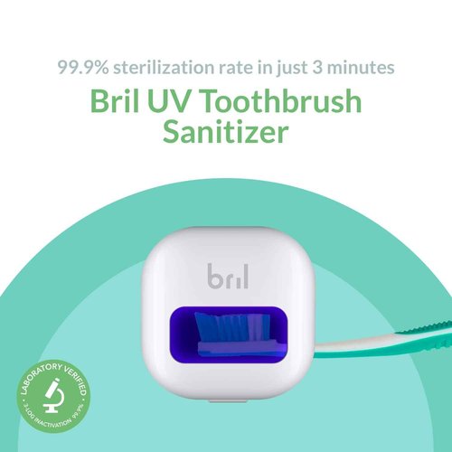 Bril UV-C Toothbrush Cleaner, Portable Brush Cover, Holder, and Travel Case for Any Size Toothbrush, White, Black, Navy (5 Pack)