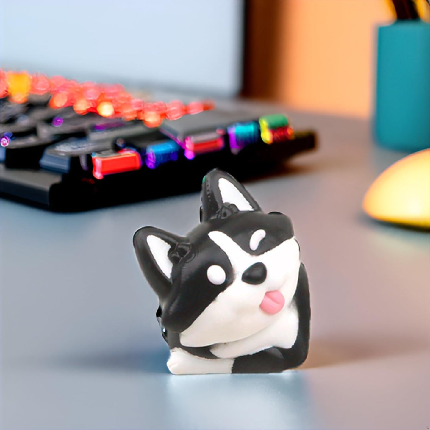 ZMX Artisan Keycap,Cute Dog Keycaps Custom Keyboard Keycaps Kawaii Cartoon Resin Key Cap for Cherry MX Switches Mechanical Gaming Keyboard Personalized Novelty Anime Replacement R4 Keycap (Black-Dog)