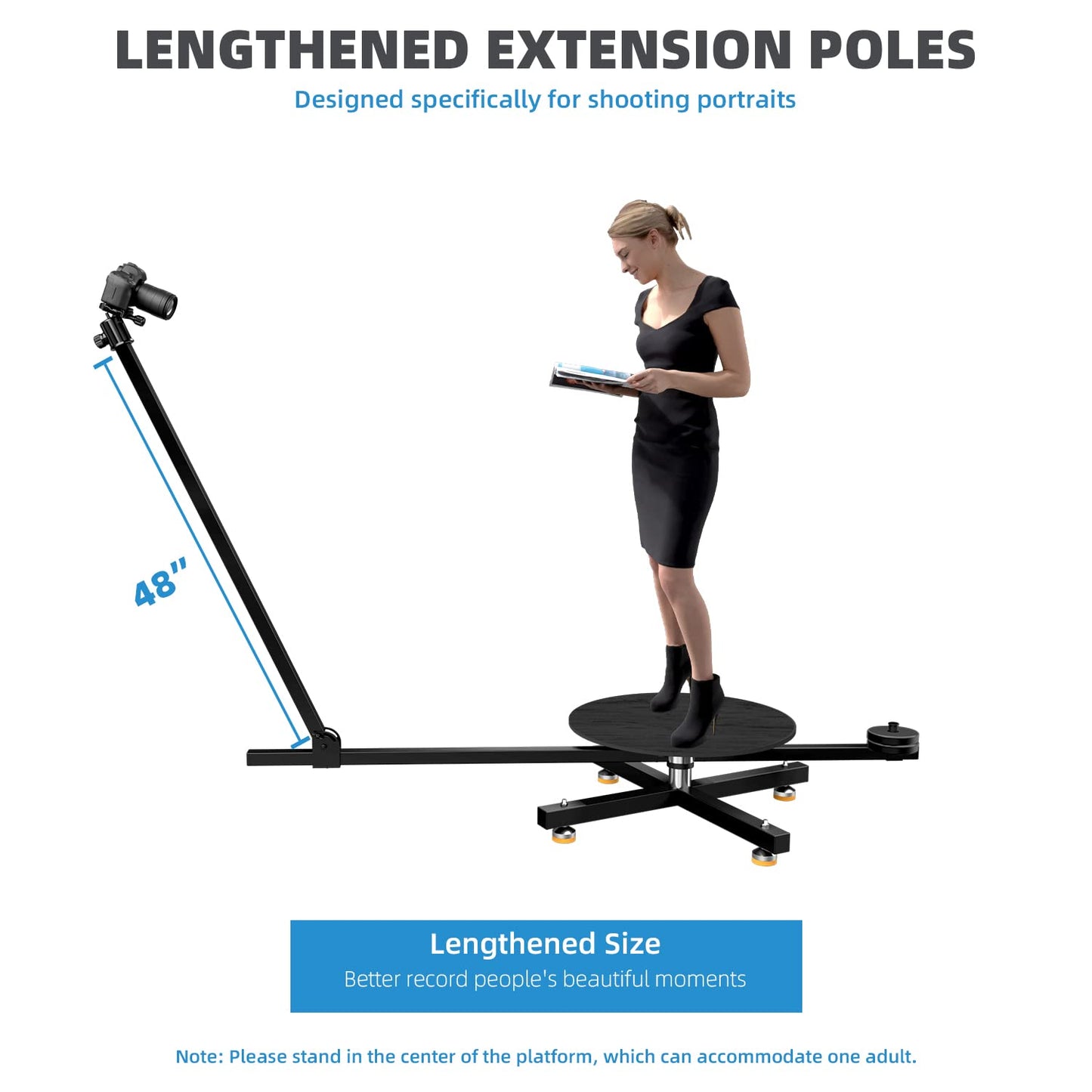 【Not Include Spinner】 RAUBAY 360 Degree Spinner (Standard Version) - Extension Kit, 48" Extension Poles & 20"x41" Background Bracket for Portrait, Selfie, 3D Body Scanning, Commercial Photography