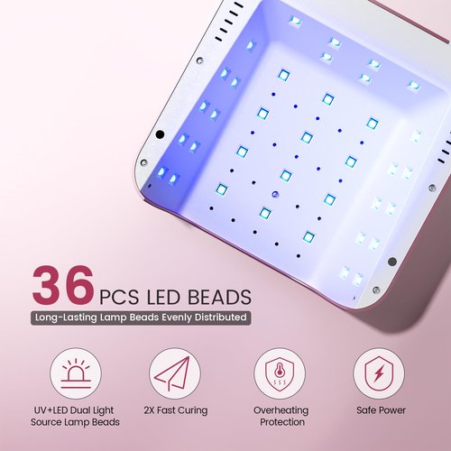 Lavinda 48W Nail Lamp, Rechargeable Cordless UV Light for Gel Nails LED Nail Dryer with Auto Sensor, 4 Timer Settings & LCD Display, Fast Curing Light All Gel Polish for Home&Salon (NovaGlow RoseGold)