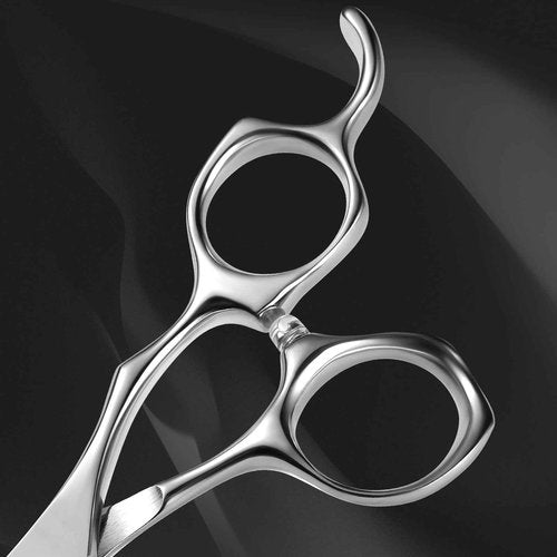 AOLANDUO Convex Edge Hair Cutting Scissors 6" Japanese VG10 Steel, Professional Salon Shears, Offset Handle, Ergonomic, Includes Case & Accessories, Silver White, 1 Count