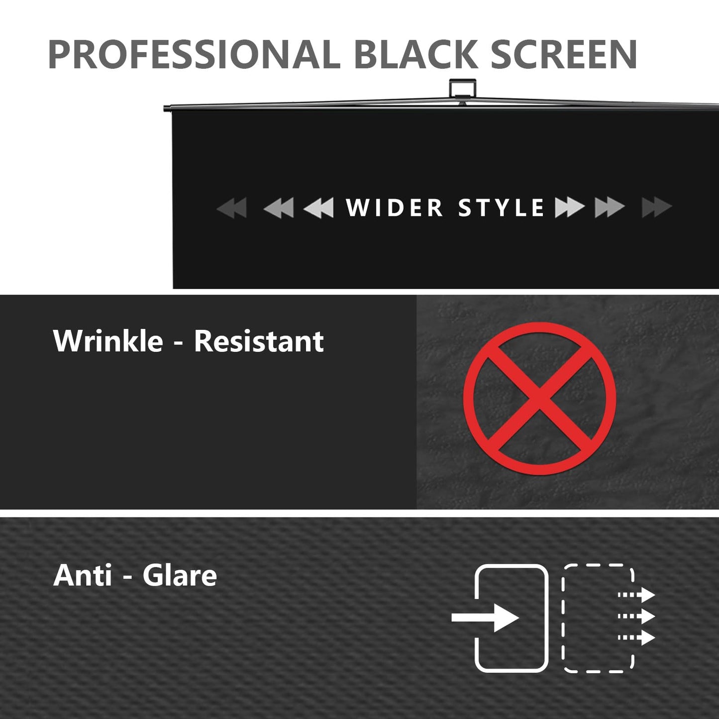 【Wider Style】 RAUBAY 78.7 x 82.7in Large Collapsible Black Backdrop Screen Portable Retractable Panel Photo Background with Stand for Video Conference, Photographic Studio, Streaming