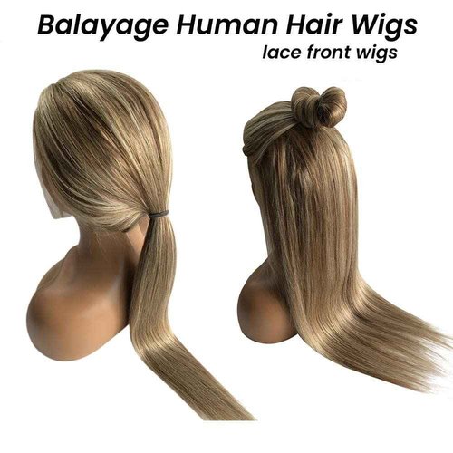 Smartinnov 13x4 HD Lace Front Human Hair Wig, Blonde with Highlights, 16 Inch, 150% Density, Modern Style, Female, 22-22.5 Inch Cap Size