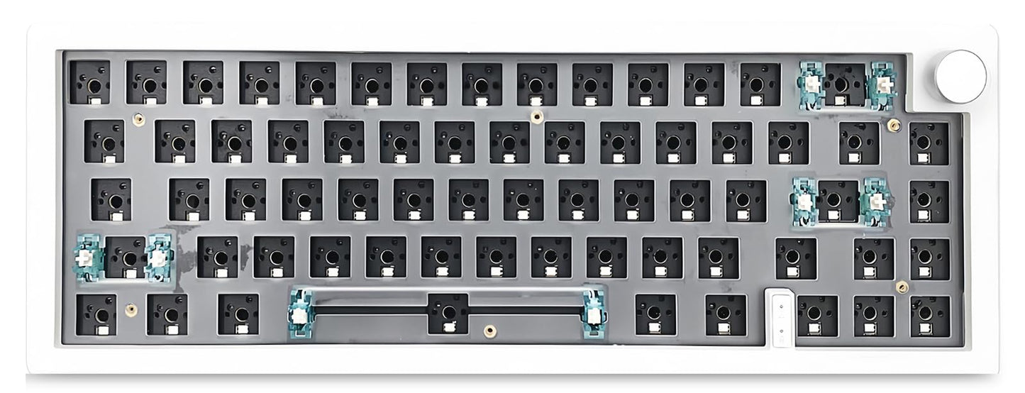 ZMX GMK67 Keyboard Barebones Kit,Hot-Swap PCB Bluetooth 5.0/2.4G/Type-C Tri-Mode 65% Mini Custom RGB Wireless Mechanical Keyboard with Knob Gasket Mount Programmable Gaming DIY Kit (White)