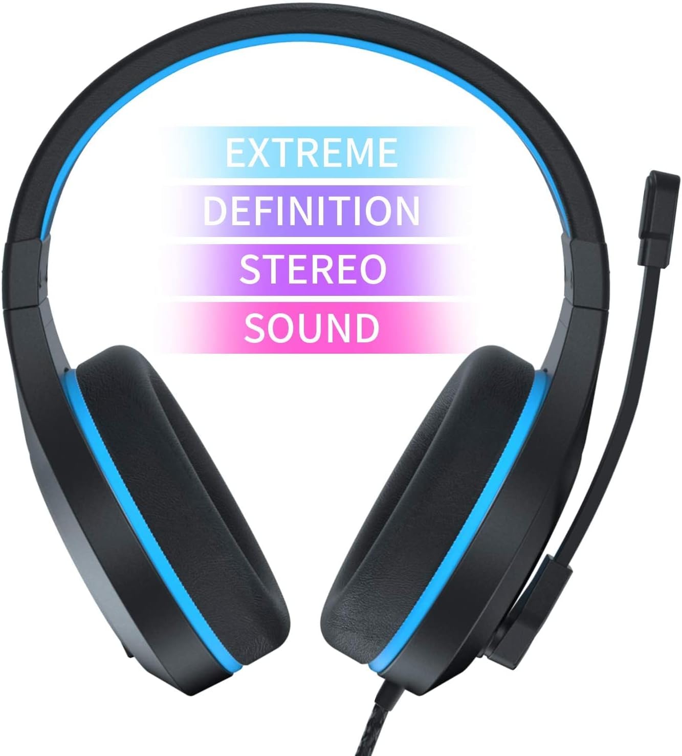 Anivia MH601 Blue Headphones with Microphone Wired Headset with Active Noise Canceling Microphone, 3.5mm Audio Jack Stereo Headphone (Game/Work/School)