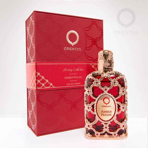Orientica Luxury Collection Amber Rouge Eau De Parfum – Woody, Amber, Saffron, Praline, Jasmine, Orange, Oak Moss, Seaweed – Arabic Perfume for Men & Women – 2.7oz / 80ml