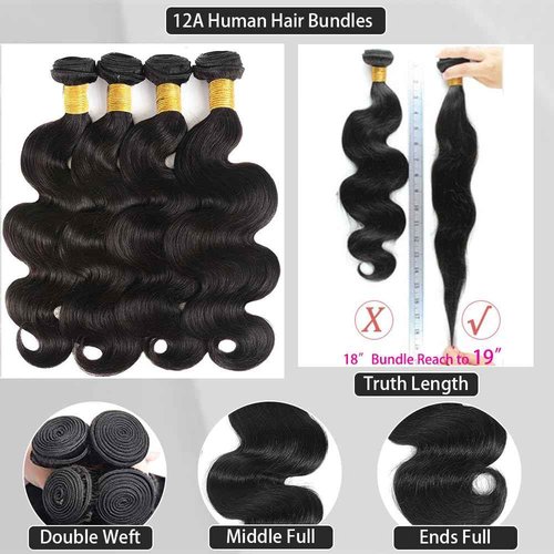12A Body Wave Bundles Human Hair 16 18 20 22 Natural Black Color 100% Brazilian Human Hair Bundles For Women