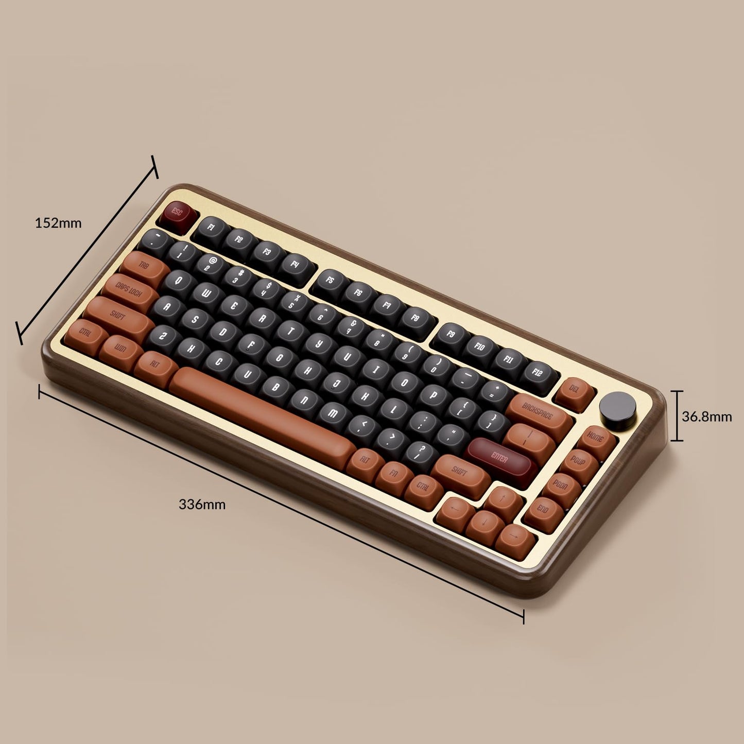 Akko MU02 Mechanical Keyboard with Walnut Wooden Case 75% RGB 2.4G Wireless/Bluetooth/Wired Hot-Swappable Gaming Keyboard with PBT Dye-Sub Keycaps for Mac & Win (Autumn, Rosewood Switch)