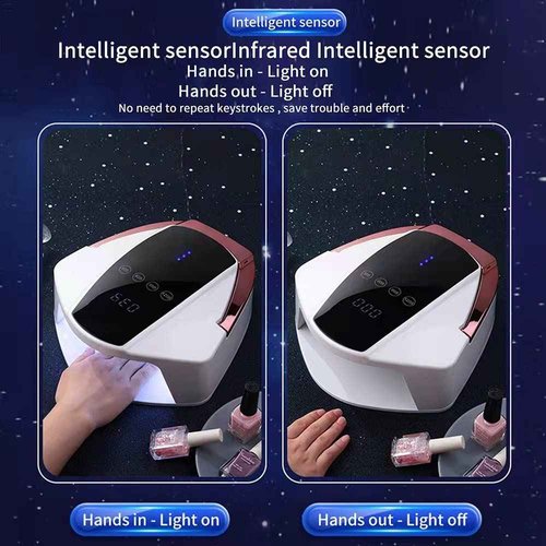 UV LED Rechargeable Cordless Professional Nail Dryer Lamp 96W - Gel Polish Curing Light with 4 Timer Setting, LCD Display, Auto Sensor - Art Manicure Tools for Home and Salon