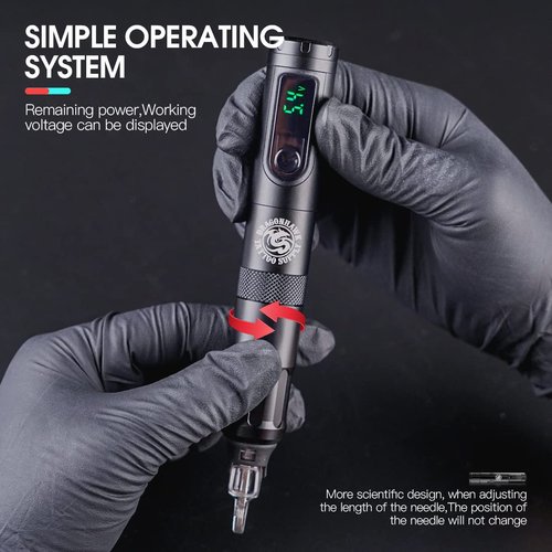 Dragonhawk X4 Tattoo Gun Wireless Tattoo Pen Machine with Two Replacement Batteries Coreless Motor by Mcore Lightweight Slim Great for Women Artists