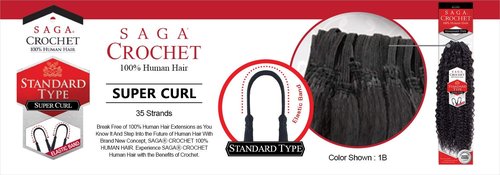 Saga Human Hair Crochet Braids Standard Type Super Curl (18", 1B)