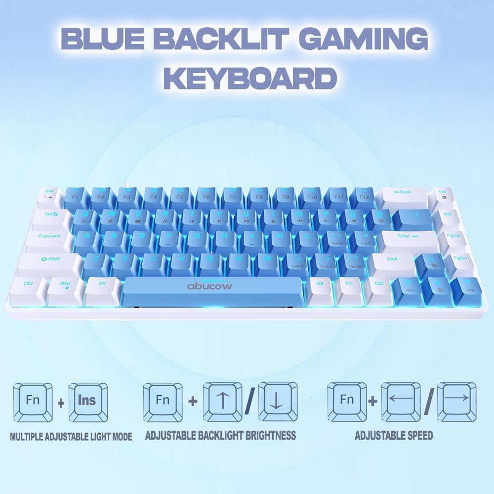 abucow 60% Wired Mechanical Keyboard – 68-Key Compact Layout, Full Anti-Ghosting, Brown Switch Swappable Red White Keycaps, for Windows/Mac