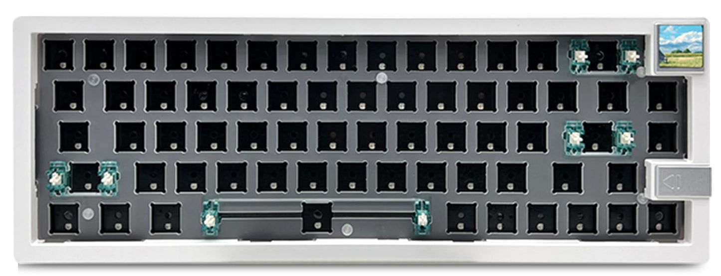 ZMX GMK67S Keyboard Barebones Kit,65% Gasket Mount Hot Swap PCB Tri-Mode BT5.0/2.4G/Type-C Wireless Mechanical Keyboard with TFT-LCD Screen VIA Programmable Custom RGB Gaming Keybaord DIY Kit (White)