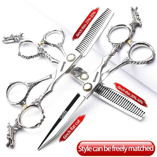 Sharonds 6/7 inch Professional Hair Cutting Scissors Set Hair Cutting Scissors Thinning Teeth Shears Set,Sliver Scissors,Barber,Salon,Hairdressing Scissors Kit,Japanese 440C Scissors (6-inch 3pc-A)
