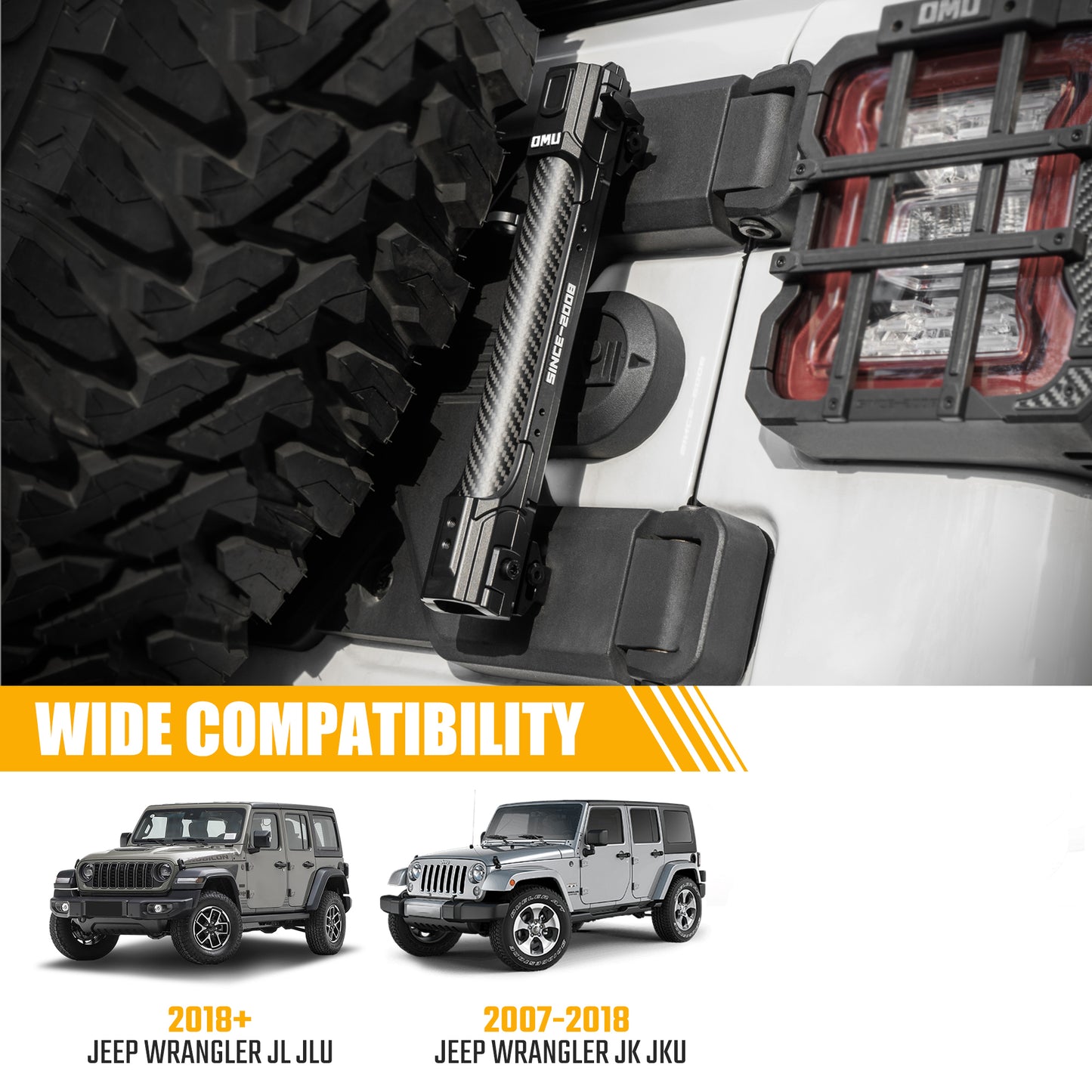 Aluminum Tailgate Flagpole Holder Bracket for Jeep Wrangler JK/JL - Black