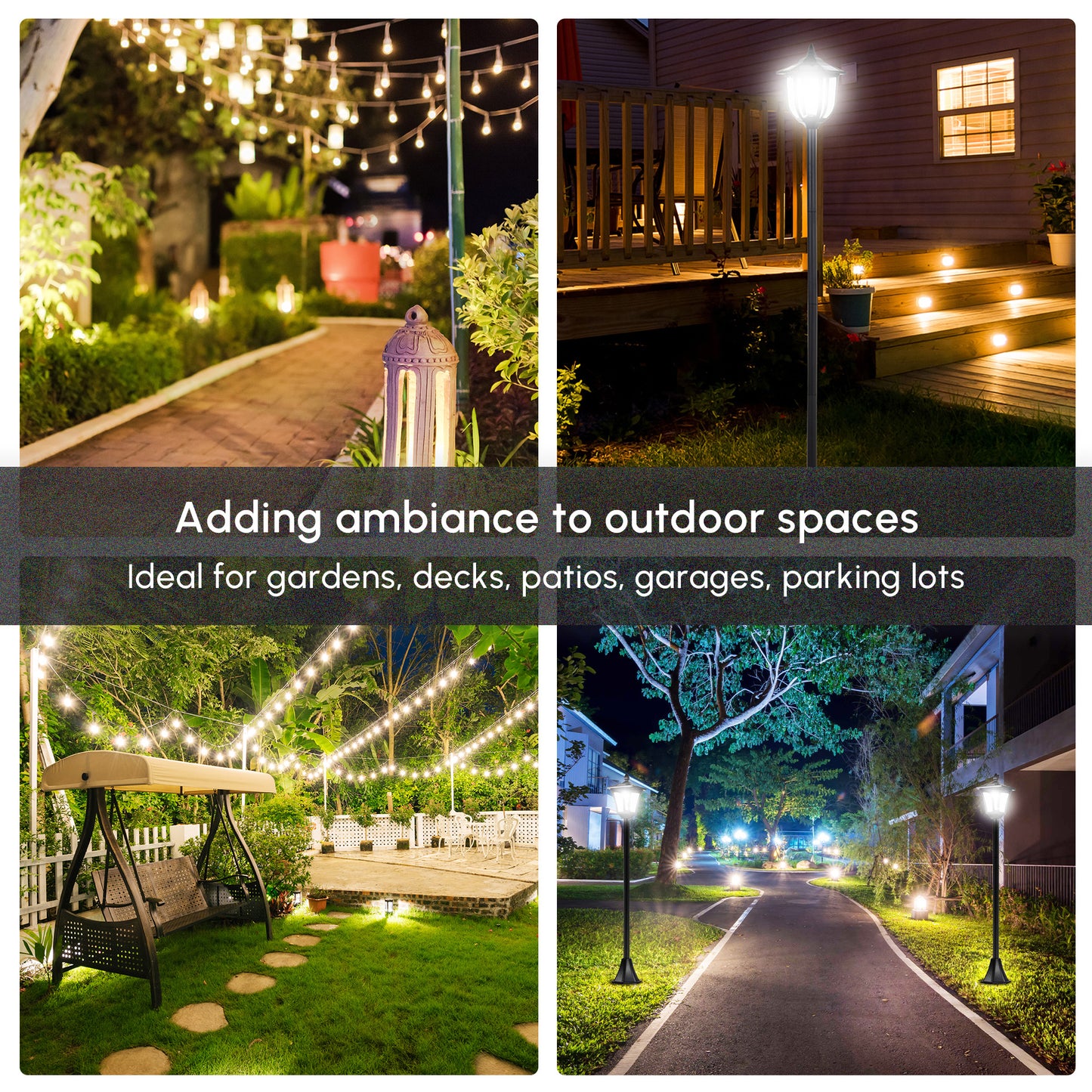 Solar Powered Outdoor Lamp Post Light - Triple Head, 72 Inches