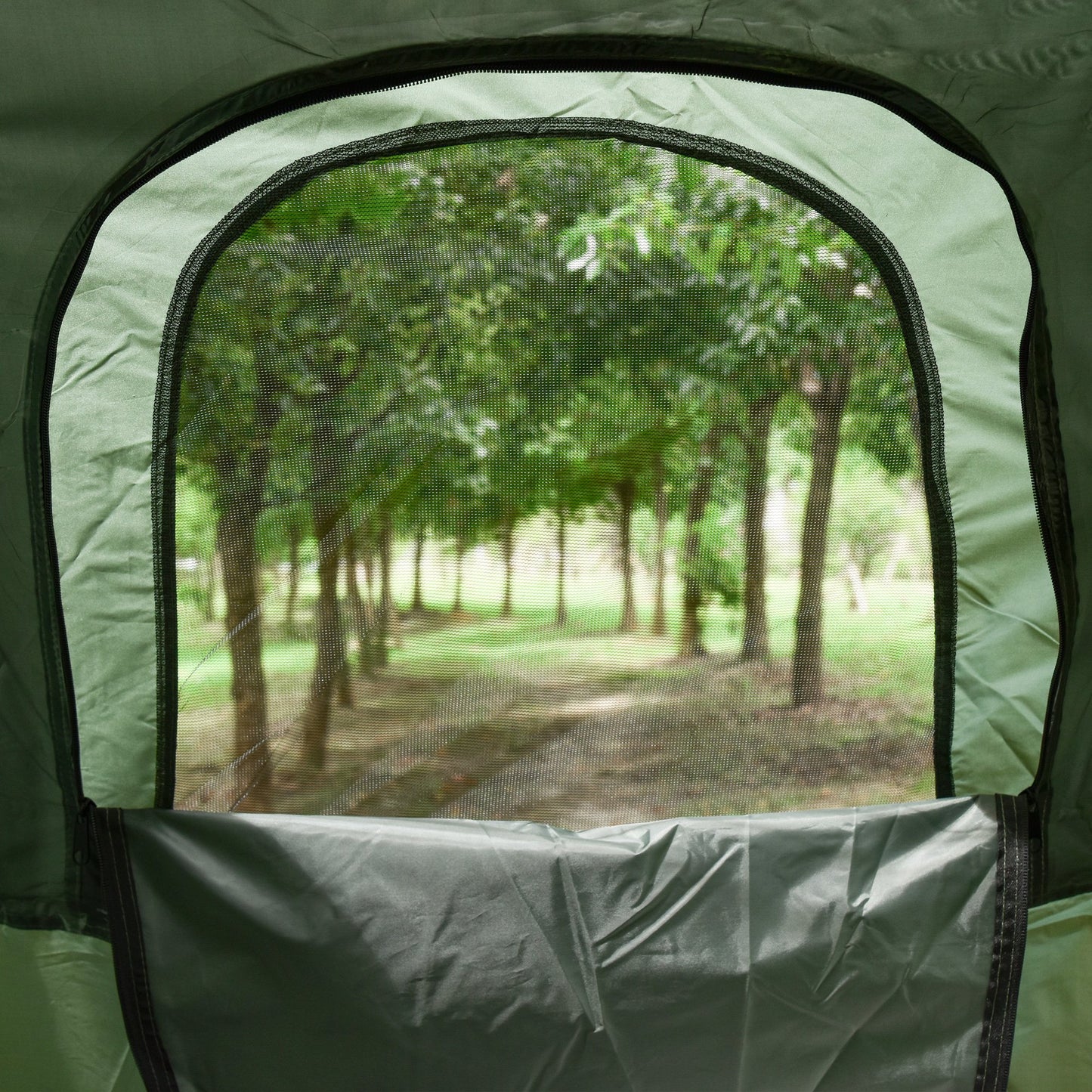 Folding Camping Cot with Sleeping Bag & Air Mattress - Green