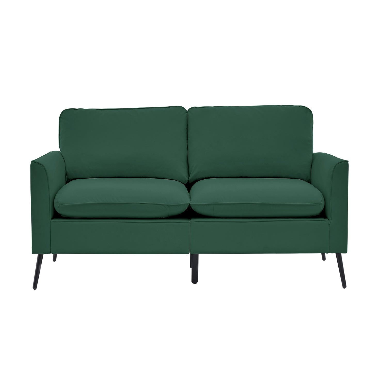 Green Leather Upholstered Loveseat Sofa - Nordic Retro Design