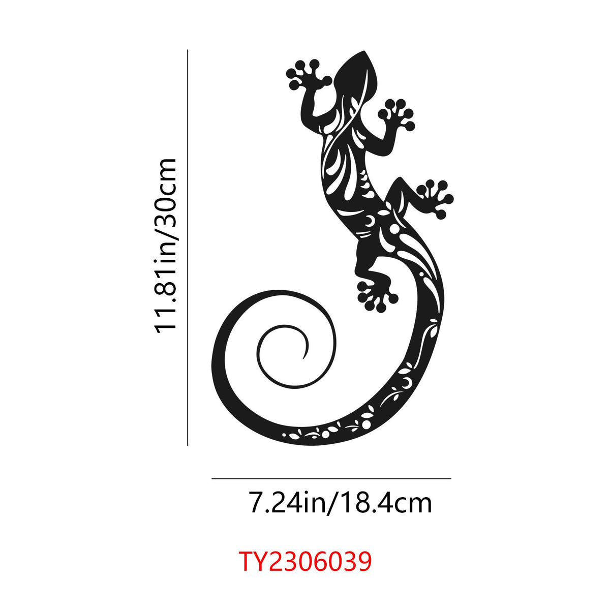 Gecko Silhouette Metal Wall Hanging Decor - Minimalist Home Accent