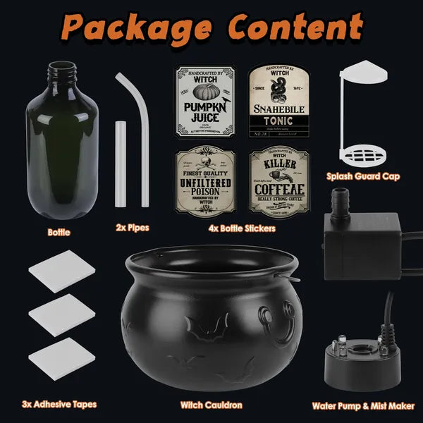 Halloween Floating Potion Bottle Decor with USB Mist Maker & LED Lights