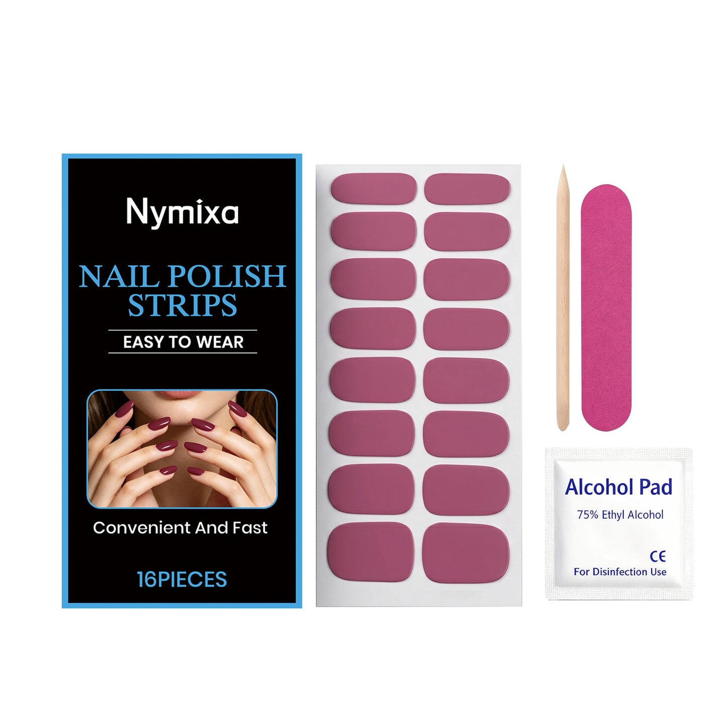 Nail Polish Strips Set - Purple Nail Art Wraps & Accessories