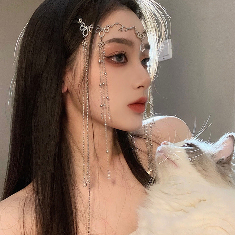 Water Drop Hairpin with Tassel - Silver Fashion Hair Accessory for Women